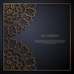 Gold and black greeting card template in retro style. Great design for any purposes: invitation, flyer, menu, brochure or leaflet