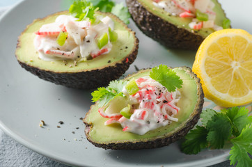 Delish filled avocado with crab meat