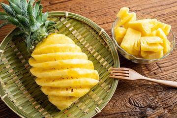 Fresh and delicious pineapple fruit slice platter