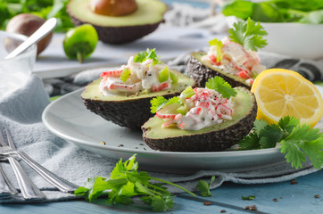 Delish filled avocado with crab meat