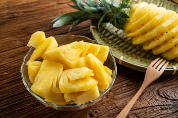 Fresh and delicious pineapple fruit slice platter