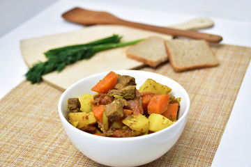 Nyama - a Zimbabwean dish with meat and vegetables.