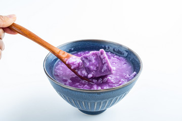 A bowl of purple yam porridge