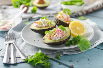 Delish filled avocado with crab meat