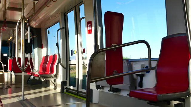 Internal View of the Electric Light Metro Rail in Cagliari Sardinia Video 4K