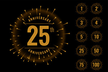set of anniversary logotype emblem set