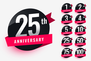 ribbon anniversary labels set design