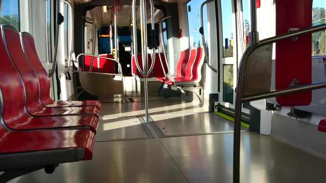 Internal View of the Electric Light Metro Rail in Cagliari Sardinia Video 4K