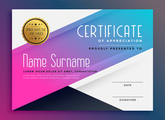stylish vibrant certificate of appreciation template
