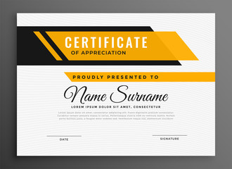 certificate award diploma template in yellow color - obrazy, fototapety, plakaty