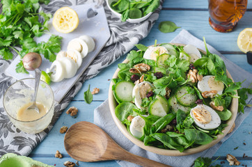 Homemade eggs spinach salad