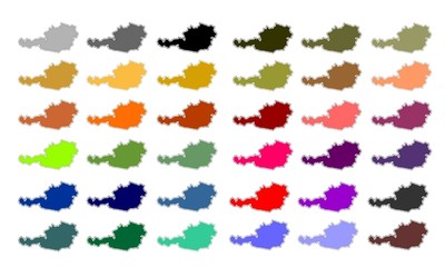 Austria map silhouettes different colors with frame 1