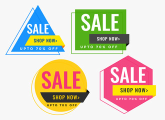 geometric shape sale banners in many colors