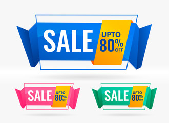 shiny sale and discount banners set