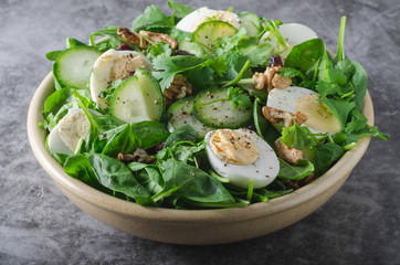 Homemade eggs spinach salad