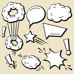 Hand drawn doodle speech bubbles set with accentuation