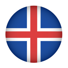 Fototapeta premium Iceland flag in circle shape, isolated button of icelandic banner.