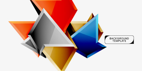 Minimal geometrical triangles with 3d effect abstract background template