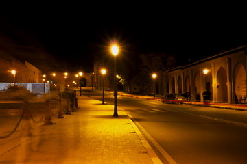 street at night in meknes morocco