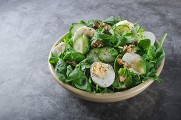 Homemade eggs spinach salad