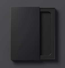 Black phone box template half open - 3D illustration