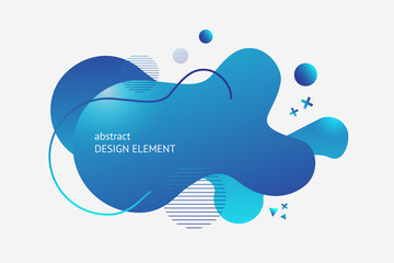Vector liquid shape design element. Liquid form for design of book, flier, presentation slide, banner style. Blue abstract shape background.