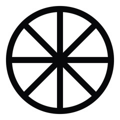 A black and white vector silhouette of a cart wheel
