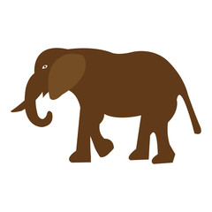 Vector illustration of walking elephant on white background