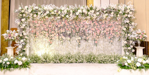 wedding backdrop with flower and decoration