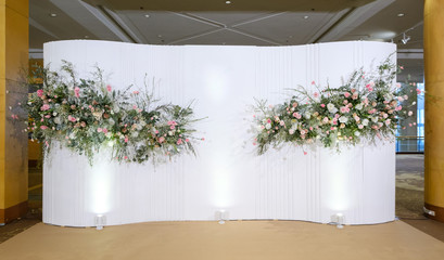 wedding backdrop with flower and decoration