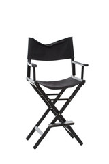 Black high folding chair isolated on white background.