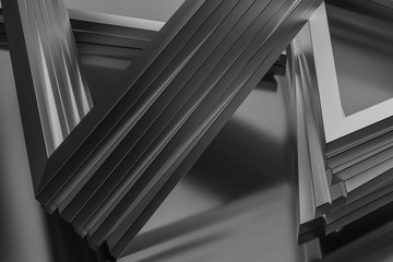 3d rendering, triangle metal framework, industrial background