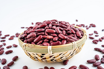 Red kidney beans on white background