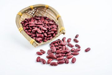Red kidney beans on white background