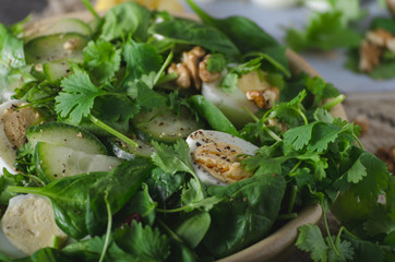 Homemade eggs spinach salad