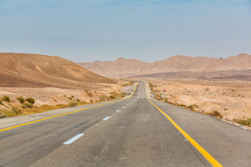 Empty road somewhere in Negev Desert  in Israel 