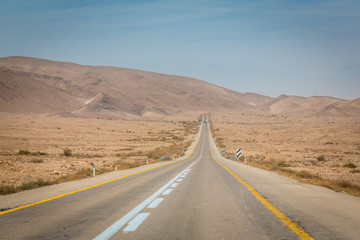 Empty road somewhere in Negev Desert  in Israel 