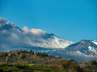 Etna, active vacalno mointain in Italy, was  eruption in December 24th, 2018
