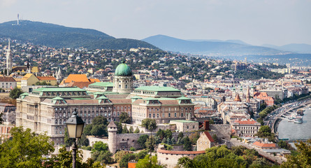 Fototapeta na wymiar A Budapest city landscape, wide view from Gellert Hill
