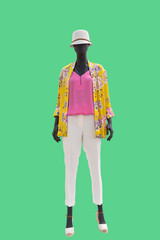 Full-length female mannequin.