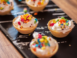 Cakes on a stone plate