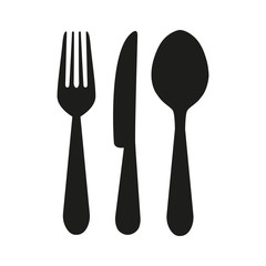 Knife, fork and spoon. Let's cook labels and logo elements