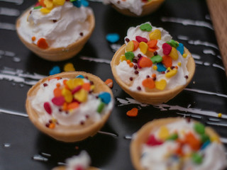 Cakes on a stone plate