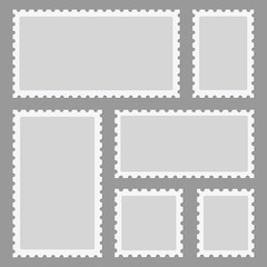 Postage stamps frames set on background. Vector illustration.