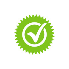 Green tick or green check mark. Tick symbol vector illustration.