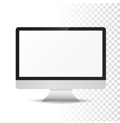 Realistic computer or Pc monitor isolated on transparent background. Vector mockup.