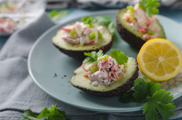 Delish filled avocado with crab meat