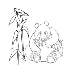 Vector linear illustration, black and white illustration, panda bear.
