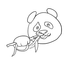 Vector linear illustration, black and white illustration, panda bear.