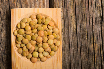 green lentils, macro, old wooden